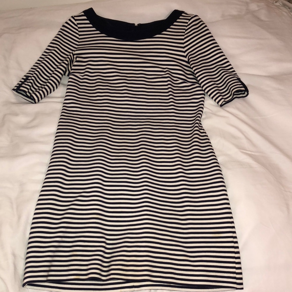Banana Republic Navy Blue and White Striped Dress